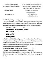 Đề đề xuất thi học sinh giỏi các trường THPT chuyên khu vực Miền núi trung du phía Bắc lần thứ XV môn Hóa học Lớp 11 năm 2019 - Trường THPT chuyên Nguyễn Tất Thành